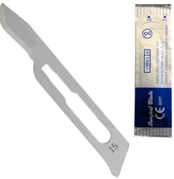 مشرط جراحي معقم مقاس 15 (Surgical Blades No. 15)